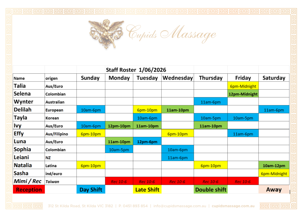 Cupids Massage roster