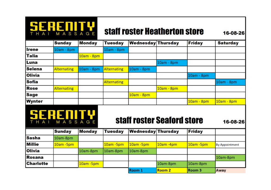 Cupids Massage roster